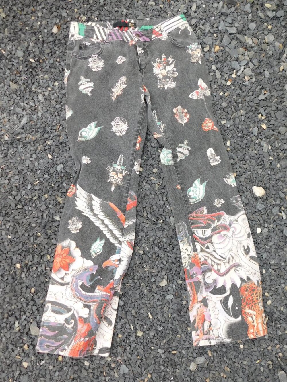 Just Cavalli Y2K Live Free or Die Tattoo Jeans 28/42 Italy